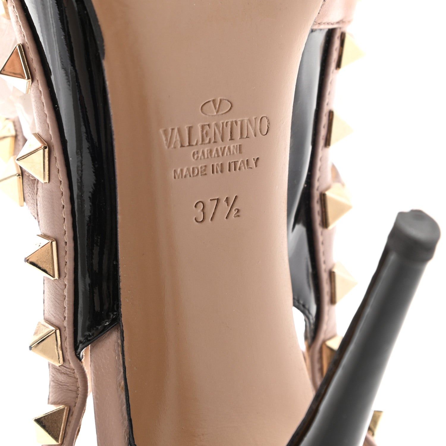 Valentino Garavani Patent Nappa Rockstud Ankle Strap 100mm Pumps 37.5 Black Poudre 6 of 14