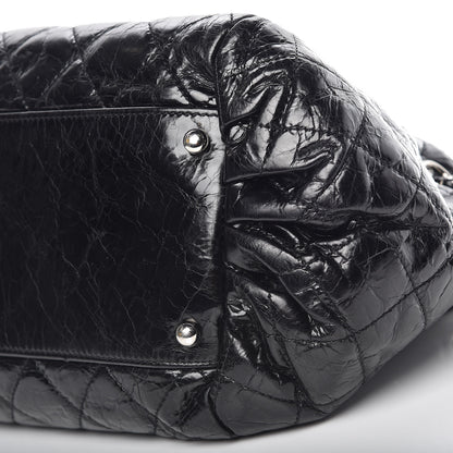 Chanel Glazed Calfskin Quilted Tweed Small Portobello Tote Black 6 of 10