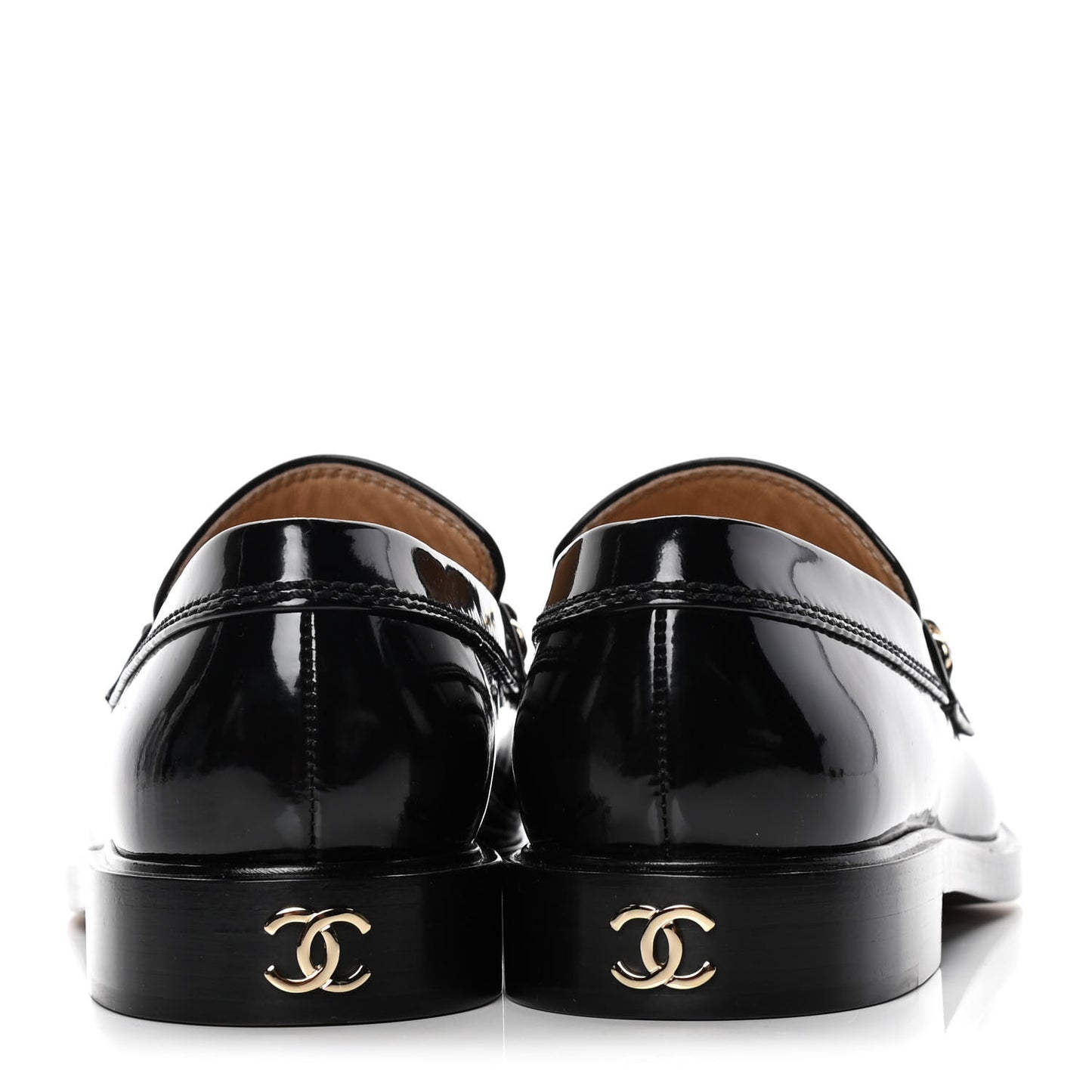 Shiny Calfskin Logo Loafers 38.5 Black