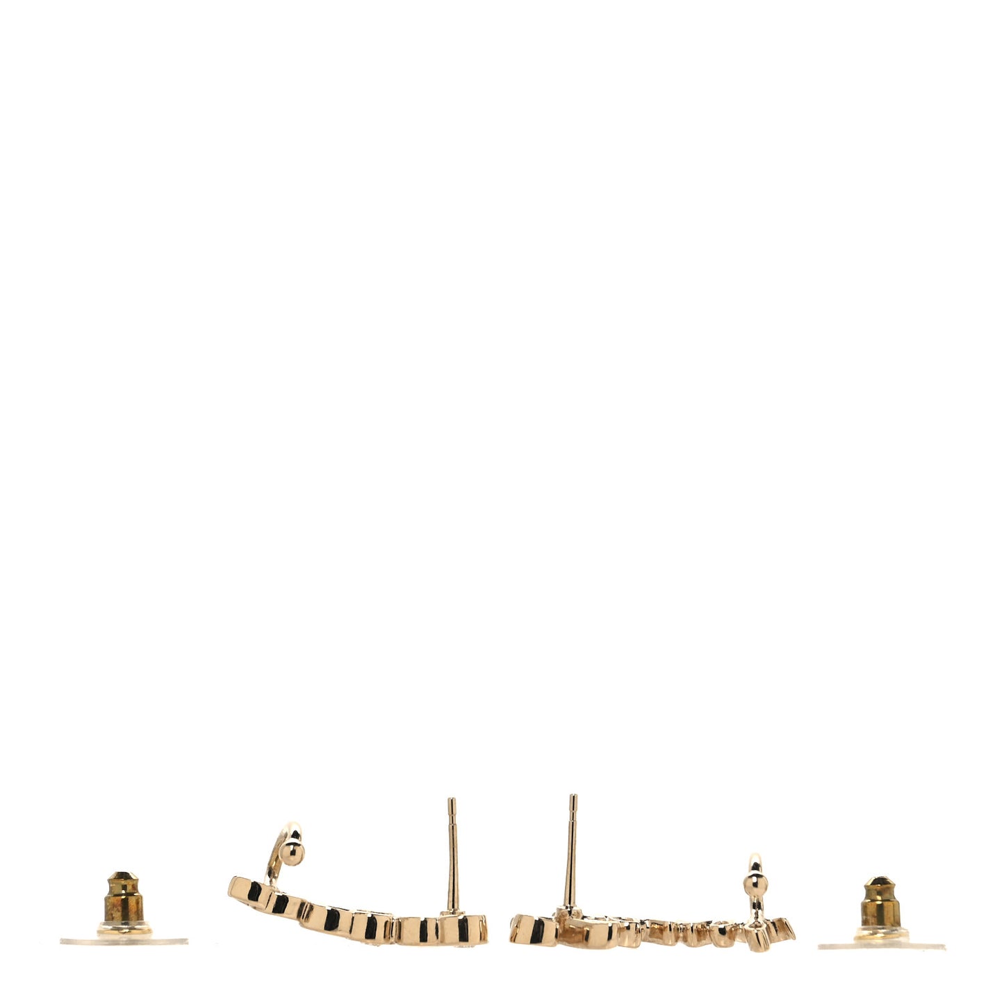 Metal Crystal Coco Script CC Climber Earrings Gold