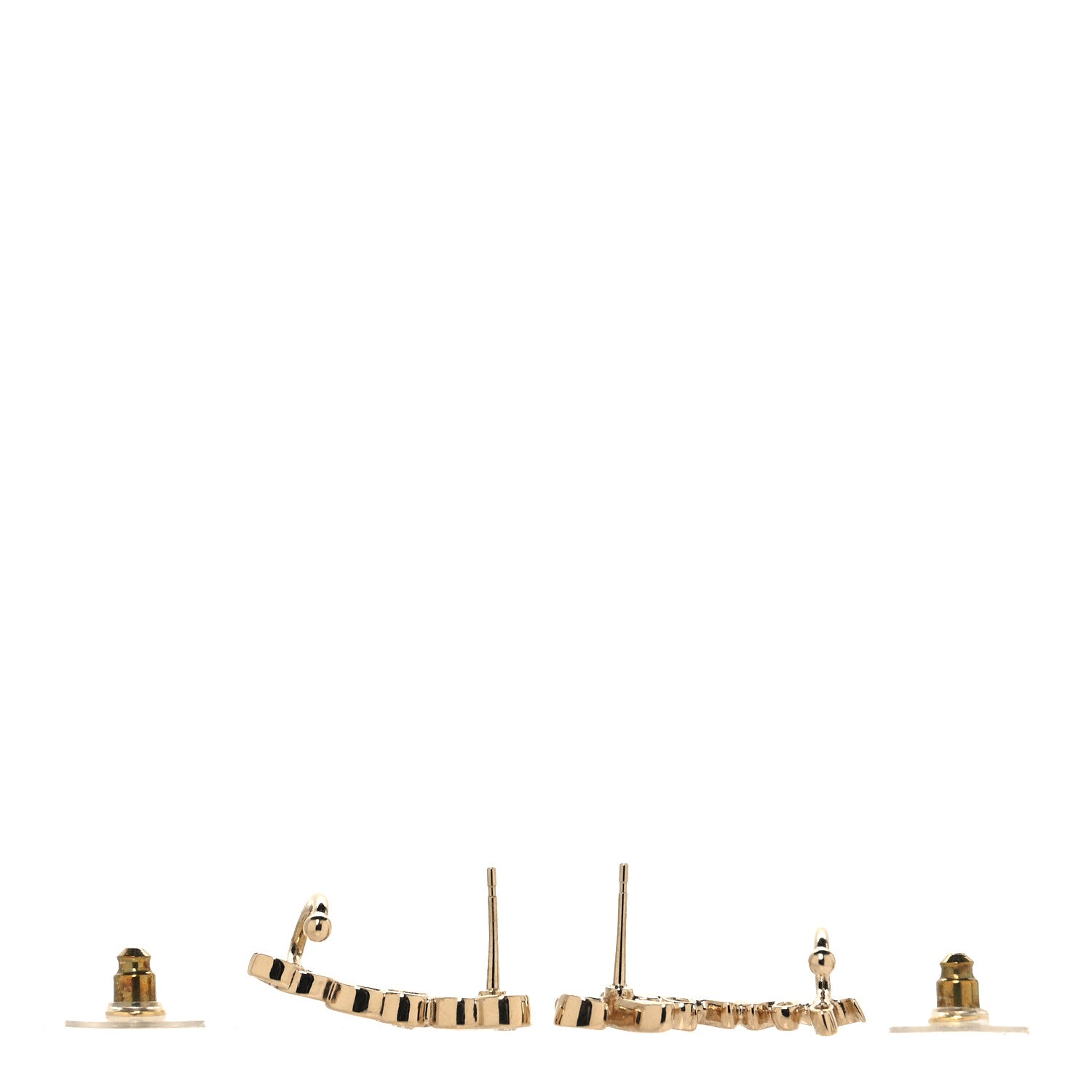 Chanel Metal Crystal Coco Script CC Climber Earrings Gold 3 of 5