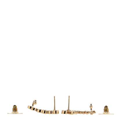 Chanel Metal Crystal Coco Script CC Climber Earrings Gold 3 of 5