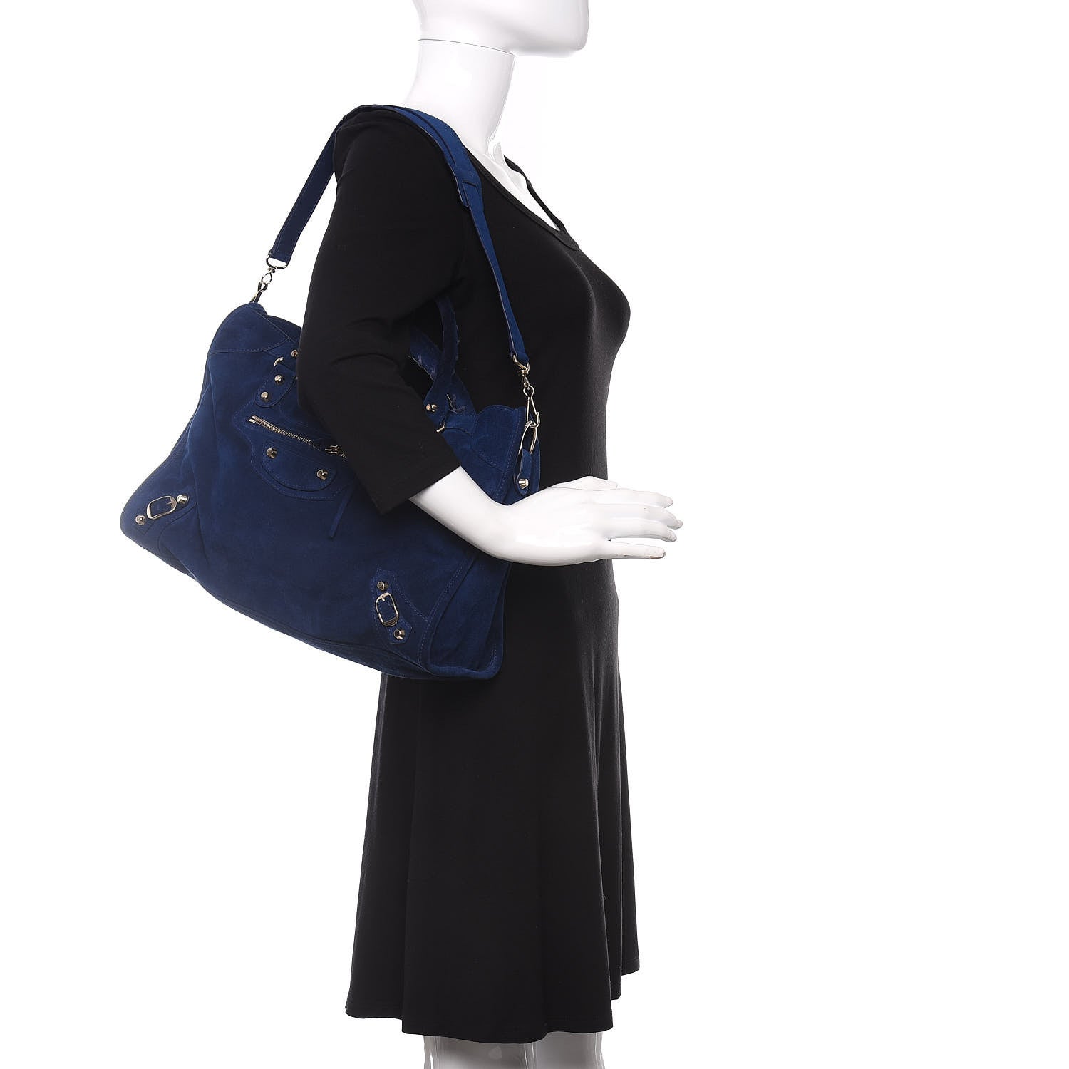 Balenciaga Baby Daim Suede Classic Gold Hardware City Bleu Pacifique 2 of 11