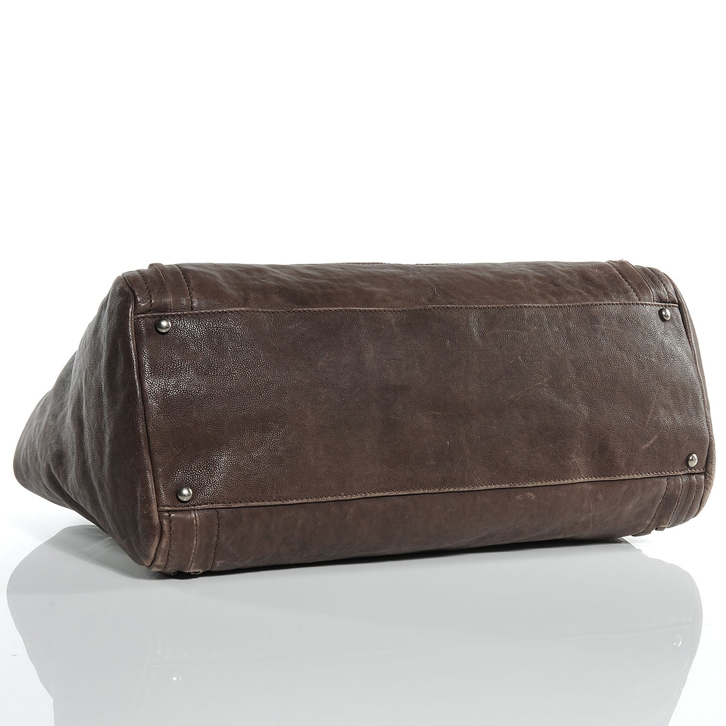 Leather Large Modern Chain Tote Brown