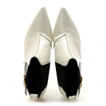 Gucci Cordovan Lux Ankle Booties 37.5 Dusty White Black 3 of 18