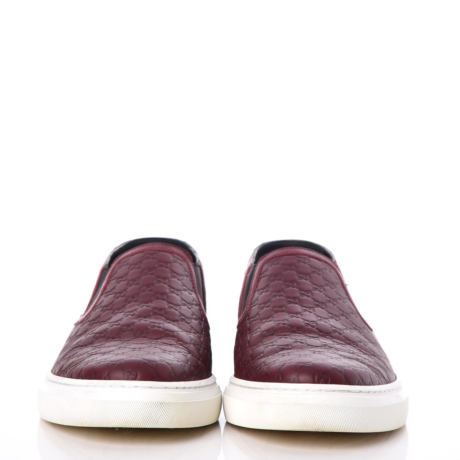 Gucci Soft Microguccissima Leather Mens Slip On Sneakers 7 Rosso Nero Black 2 of 12