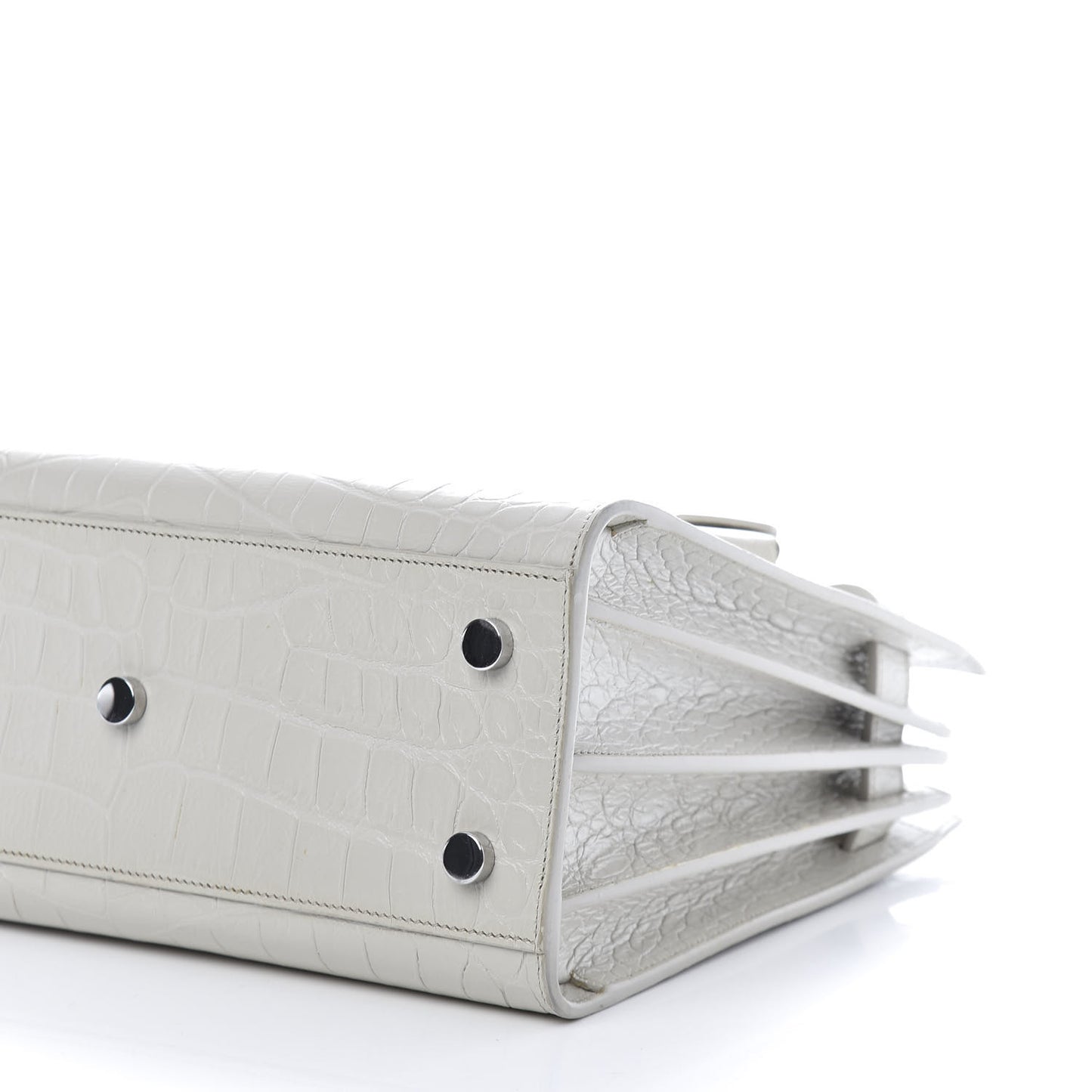 Calfskin Crocodile Embossed Baby Sac De Jour Gris Perle