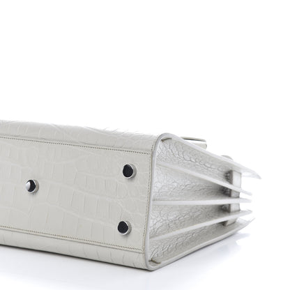 Saint Laurent Calfskin Crocodile Embossed Baby Sac De Jour Gris Perle 6 of 9