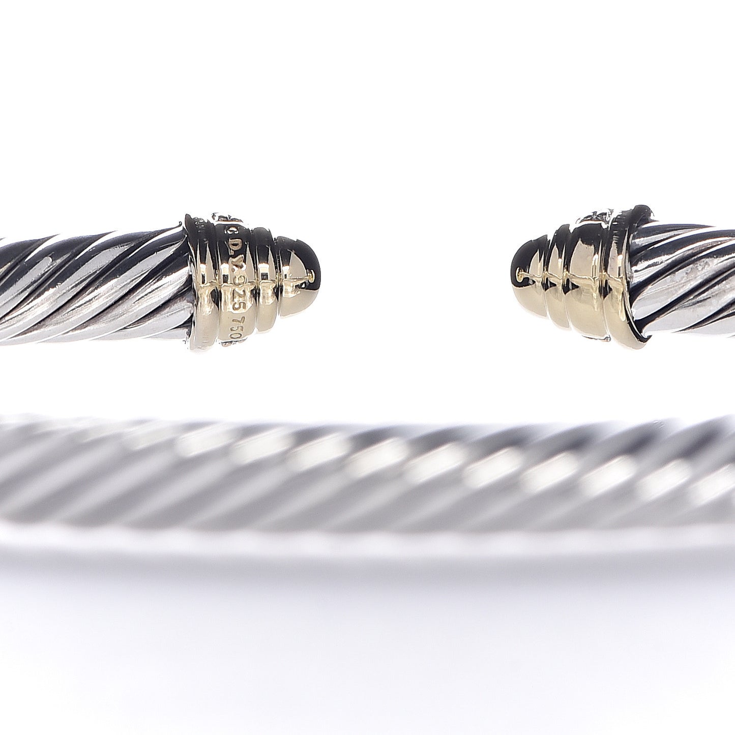 Sterling Silver 18K Yellow Gold Diamond 5mm Cable Classics Bracelet