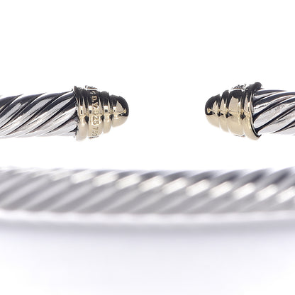David Yurman Sterling Silver 18K Yellow Gold Diamond 5mm Cable Classics Bracelet 4 of 4