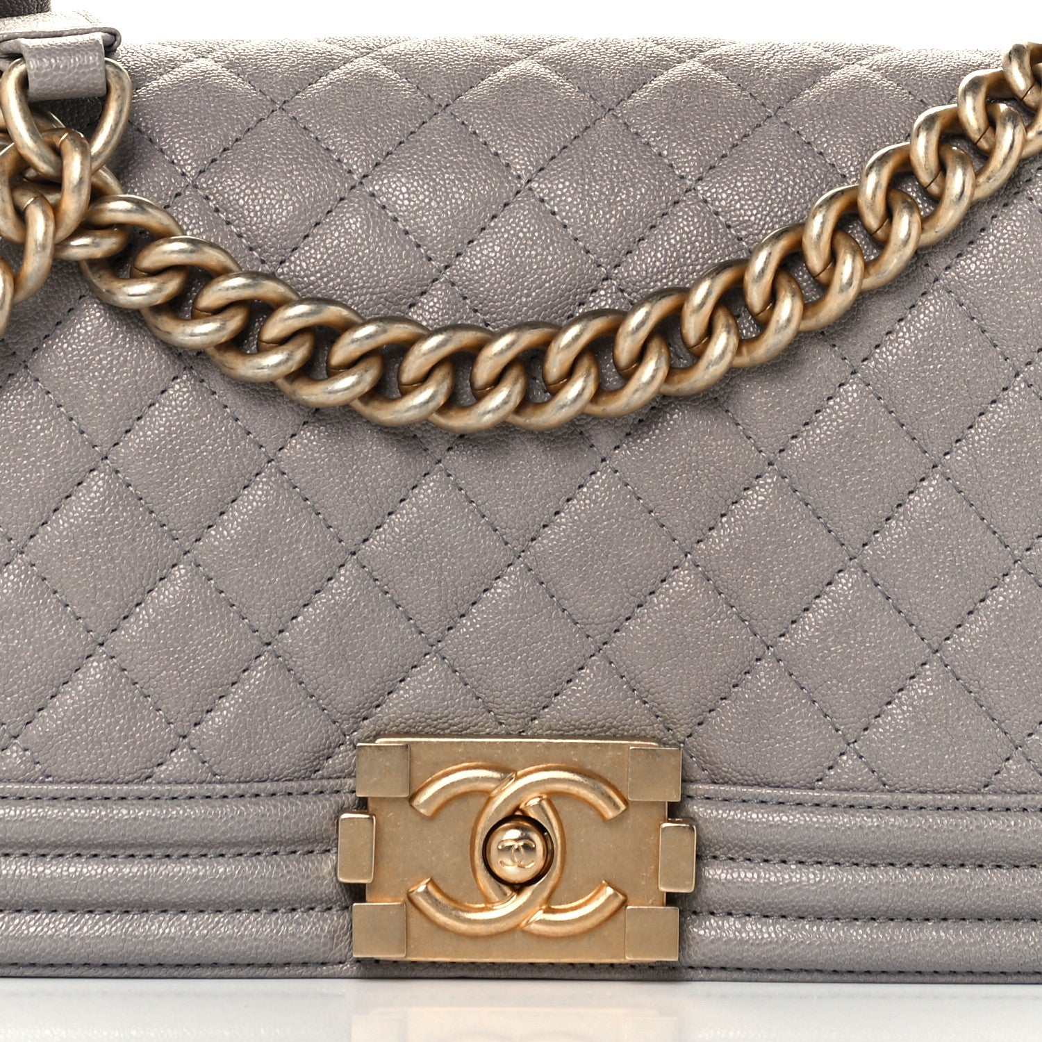 Chanel Caviar Quilted Medium Boy Flap Grey 7 of 10