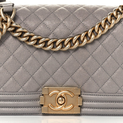 Chanel Caviar Quilted Medium Boy Flap Grey 7 of 10
