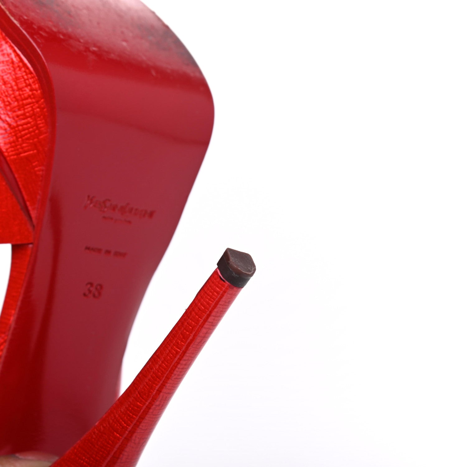 Saint Laurent Patent Textured Tribute 105 Platform Sandals 38 Red 12 of 12