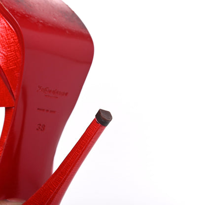 Saint Laurent Patent Textured Tribute 105 Platform Sandals 38 Red 12 of 12