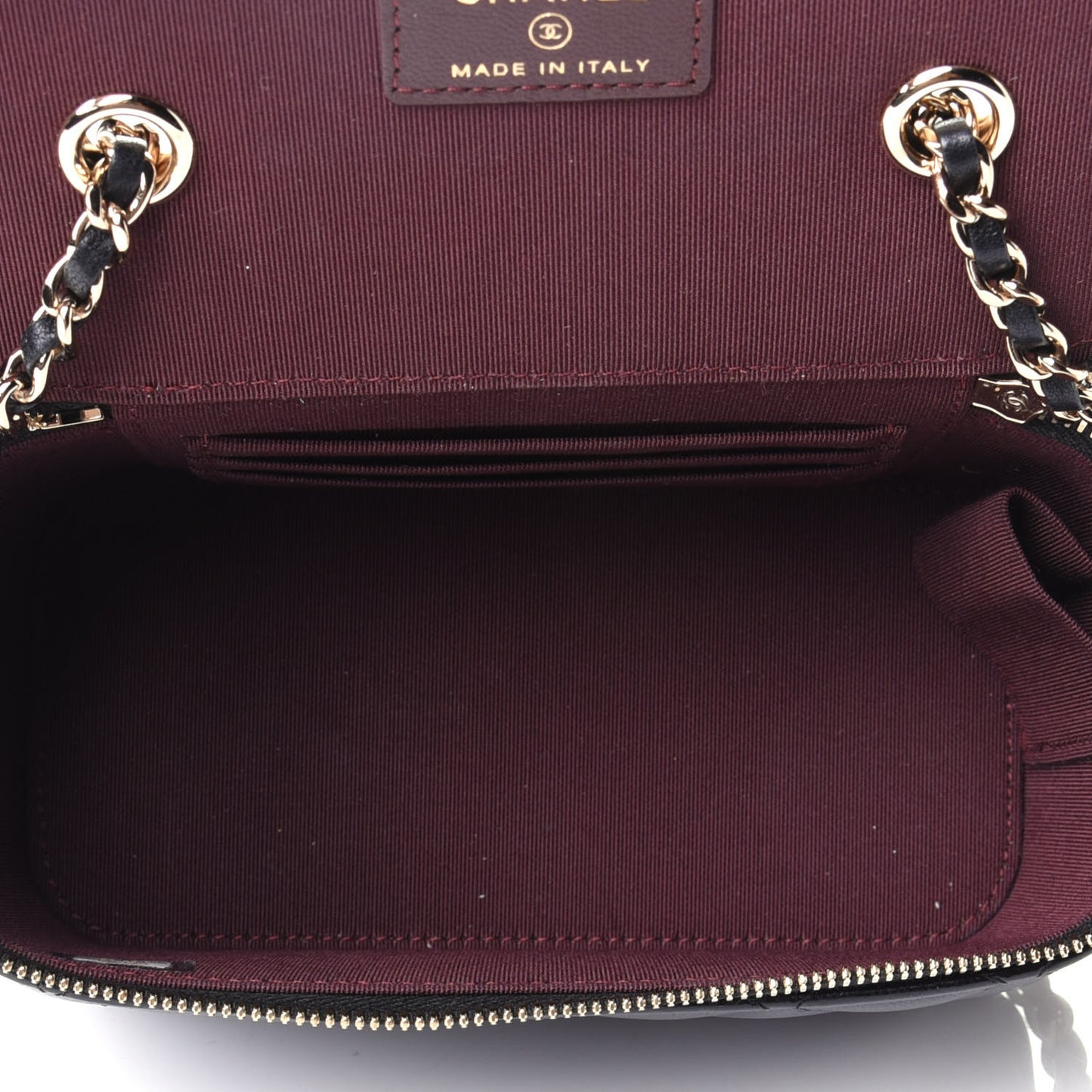 Lambskin Quilted Small Vanity Case With Chain Black