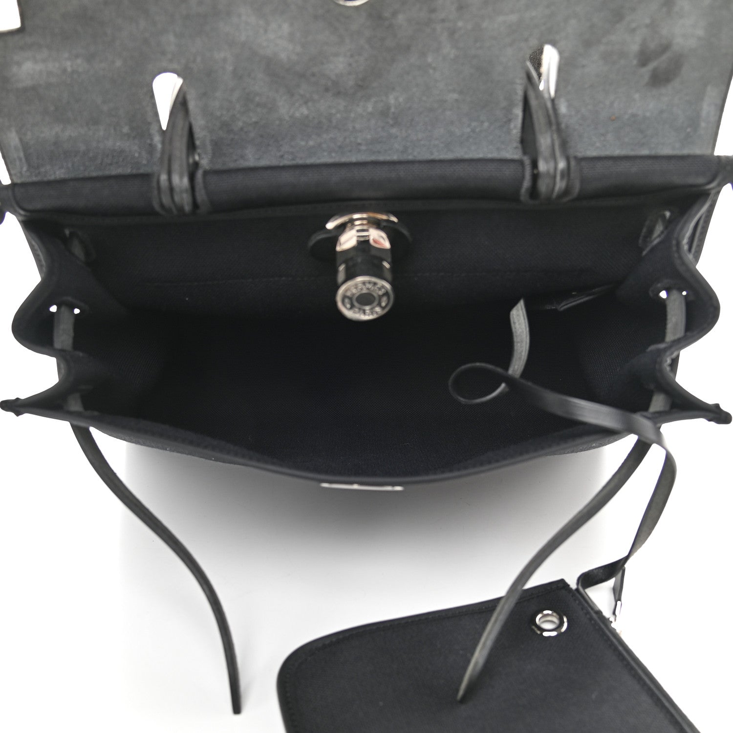 Hermes Military Toile Vache Hunter Herbag Zip PM 31 Black 6 of 11