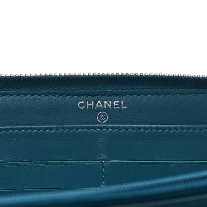 Chanel Lambskin Quilted Large Gusset Zip Around Wallet Turquoise 6 of 7