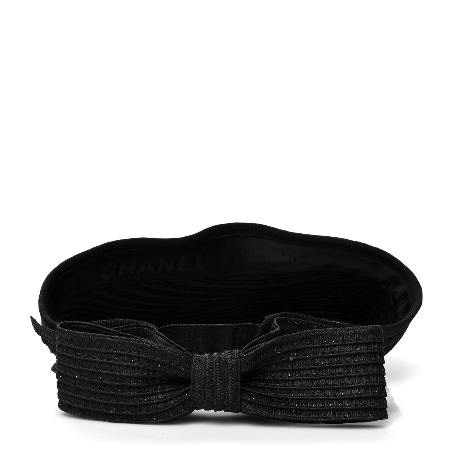 Chanel Straw Grosgrain CC Visor M Black 5 of 7