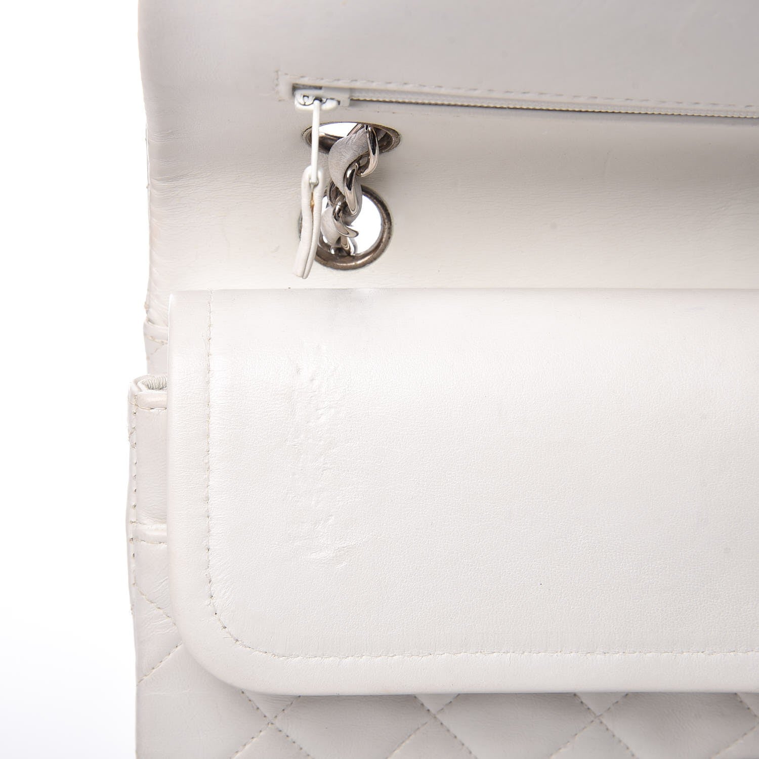 Chanel Lambskin Quilted Medium Double Flap White 15 of 16
