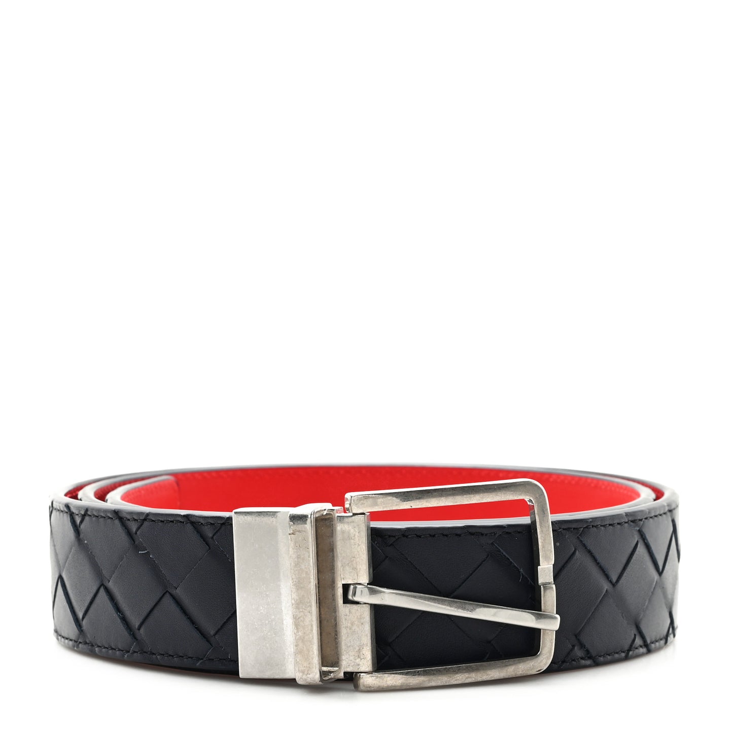 Nappa Intrecciato Belt 95 38 Navy Blue