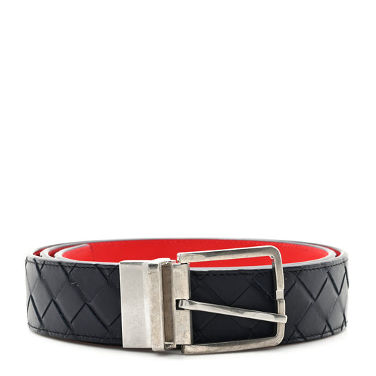 Nappa Intrecciato Belt 95 38 Navy Blue