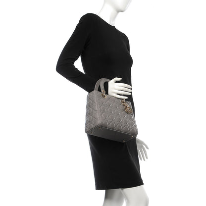 Christian Dior Lambskin Cannage Medium Lady Dior Grey 3 of 9