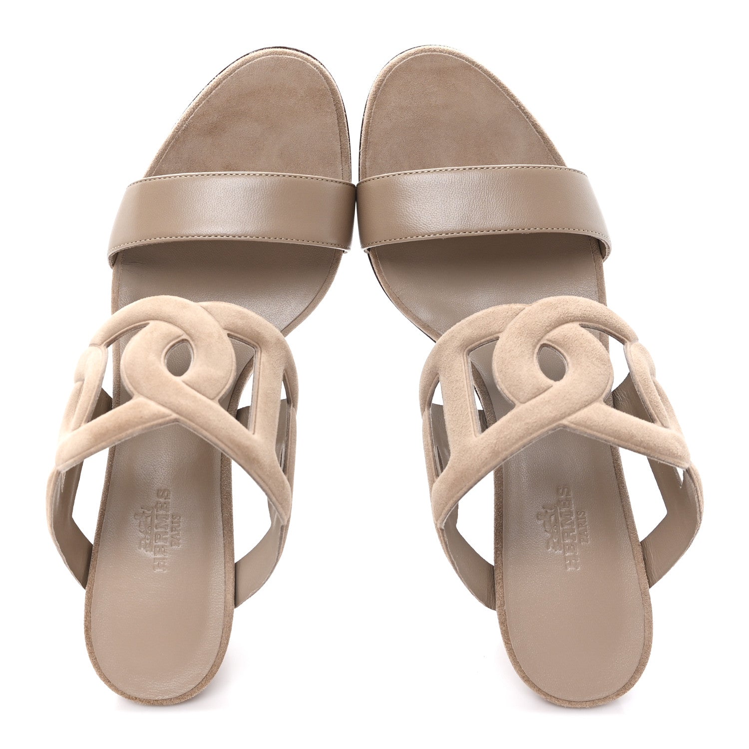 Hermes Suede Goatskin Nappa Bikini Sandals 38.5 Beige Sable 2 of 10