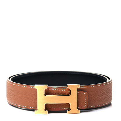 Hermes Box Togo 32mm H Belt 80 Black Gold 1 of 3