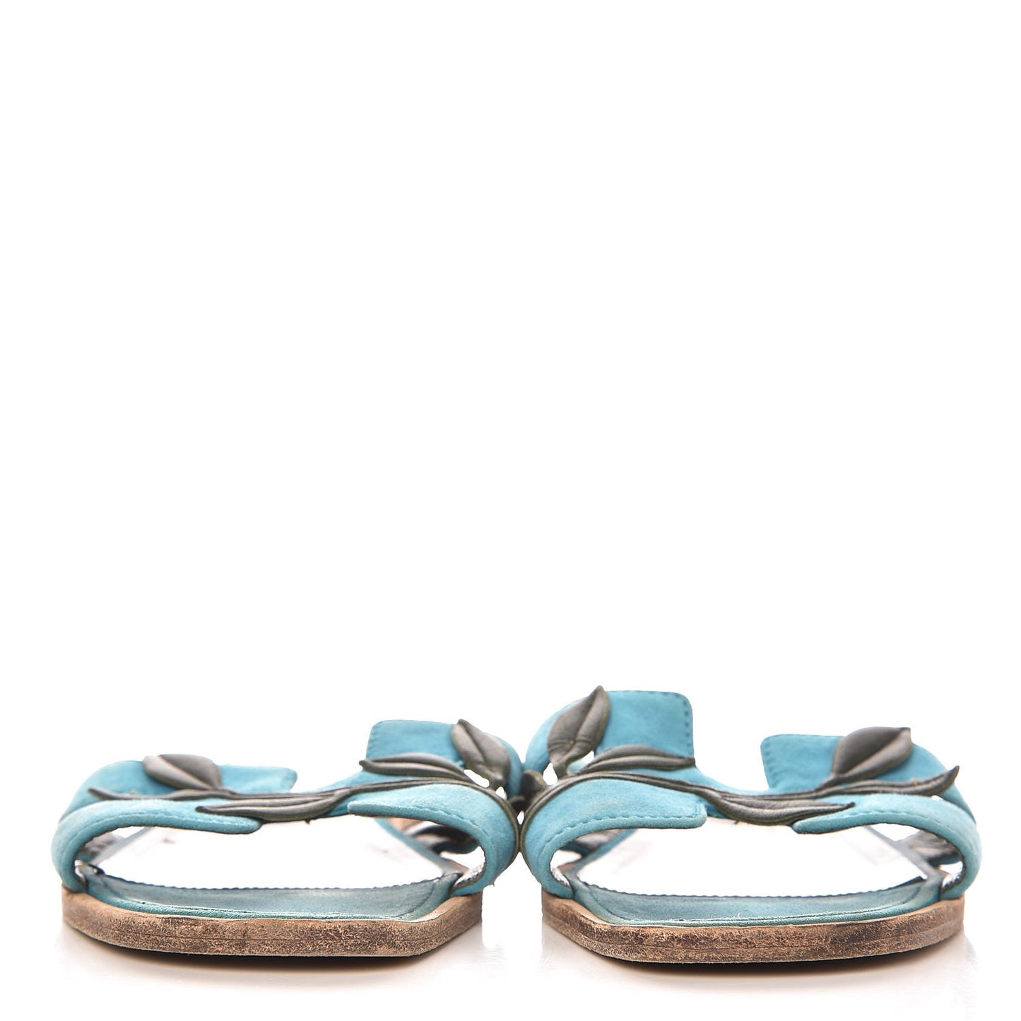 Suede Goatskin Nappa Oran Laurier Sandals 37 Bleu Thalassa Khaki