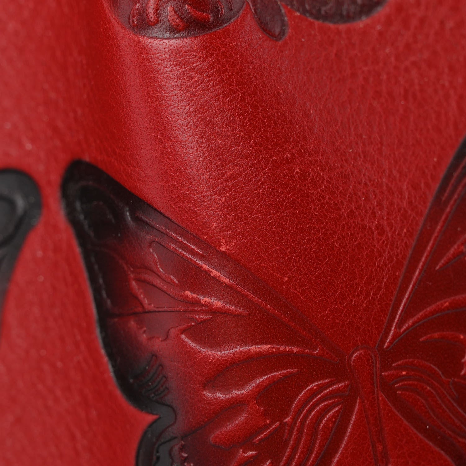 Valentino Garavani Grained Calfskin Butterfly Embossed Medium VLogo Escape Shopper Bag Red Black 14 of 17