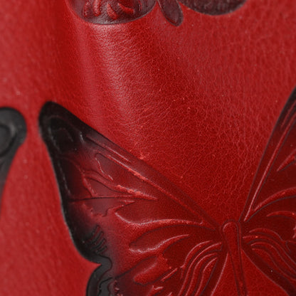 Valentino Garavani Grained Calfskin Butterfly Embossed Medium VLogo Escape Shopper Bag Red Black 14 of 17