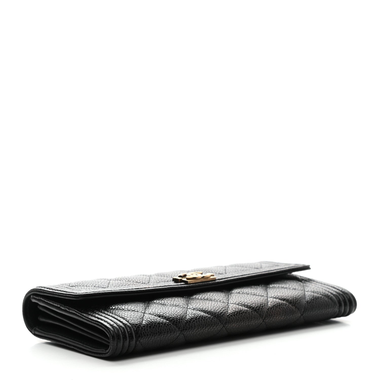 Chanel Caviar Quilted Large Boy Gusset Flap Wallet Black 4 of 9