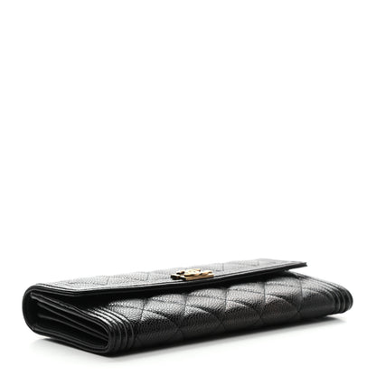 Chanel Caviar Quilted Large Boy Gusset Flap Wallet Black 4 of 9