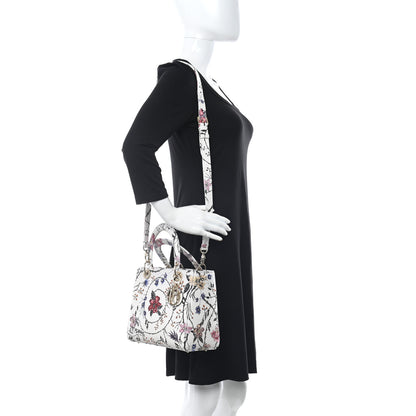 Christian Dior Calfskin Rosa Mutabilis Embroidered Medium Lady Dior White Multicolor 2 of 10