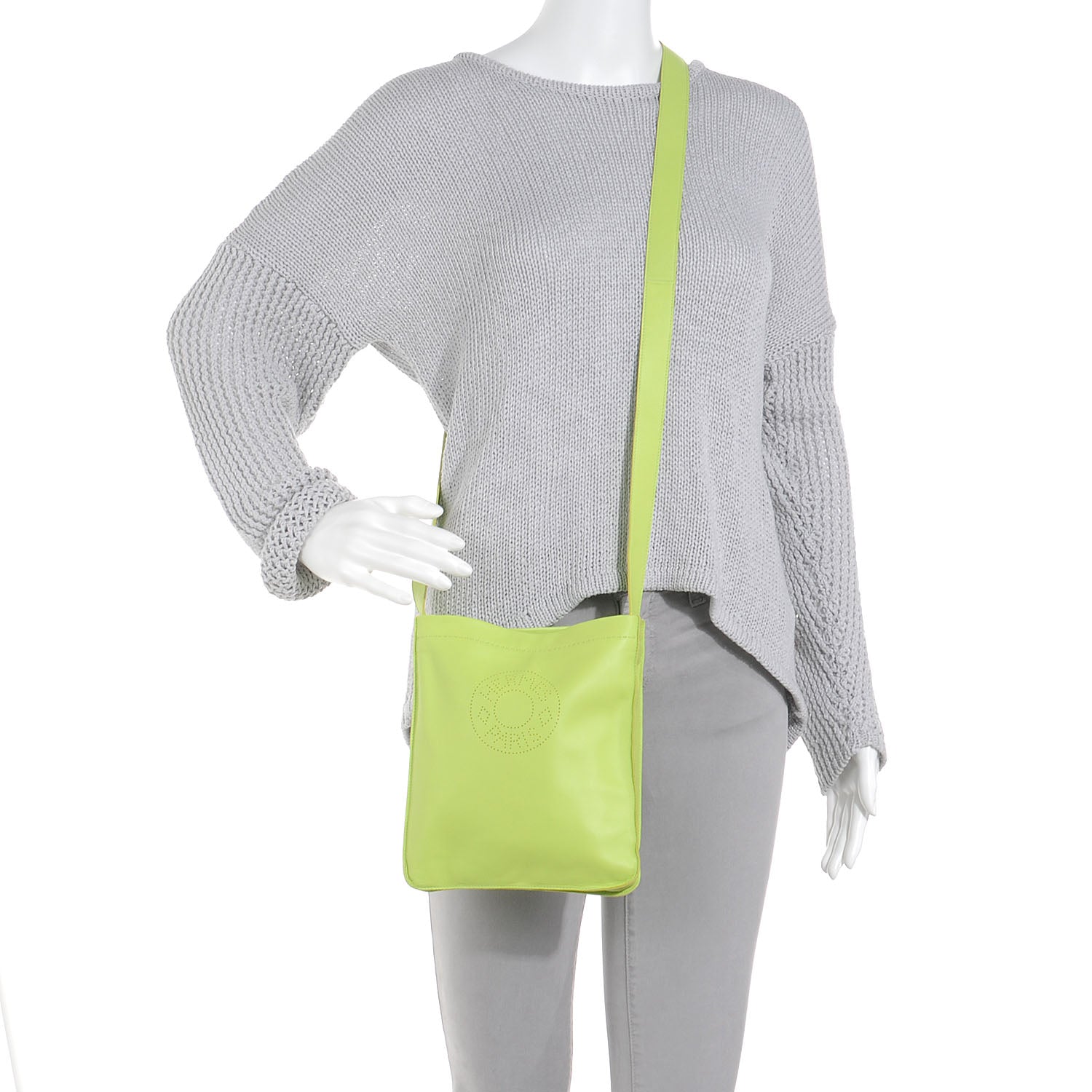 Hermes Lambskin Clou De Selle Pouch Kiwi 2 of 7
