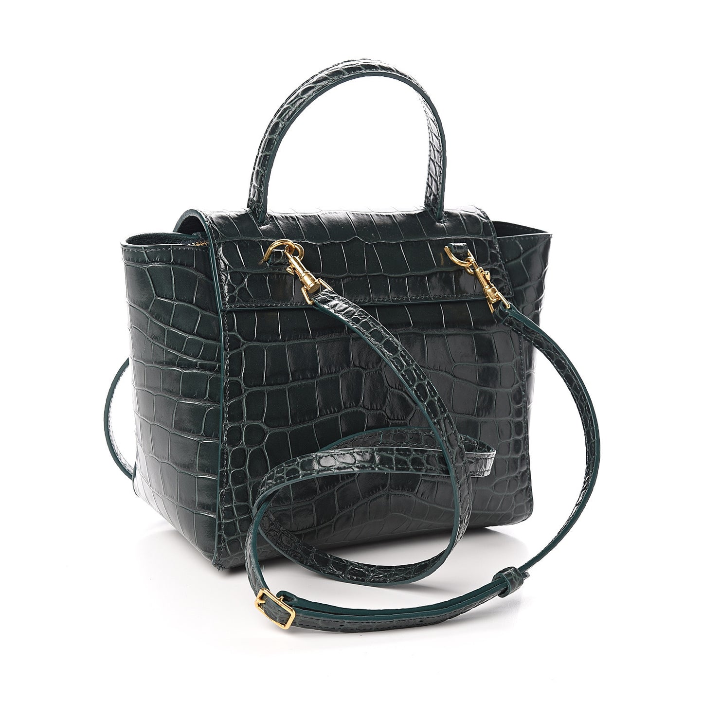Calfskin Crocodile Embossed Nano Belt Bag Amazone