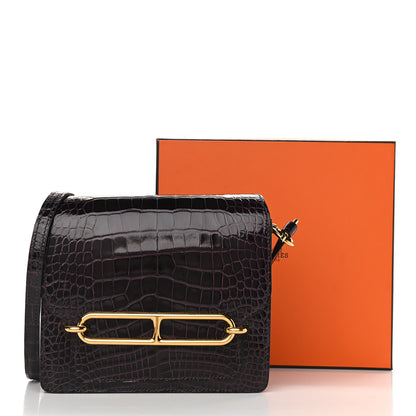 Hermes Shiny Alligator Mini Sac Roulis Prunoir 10 of 10