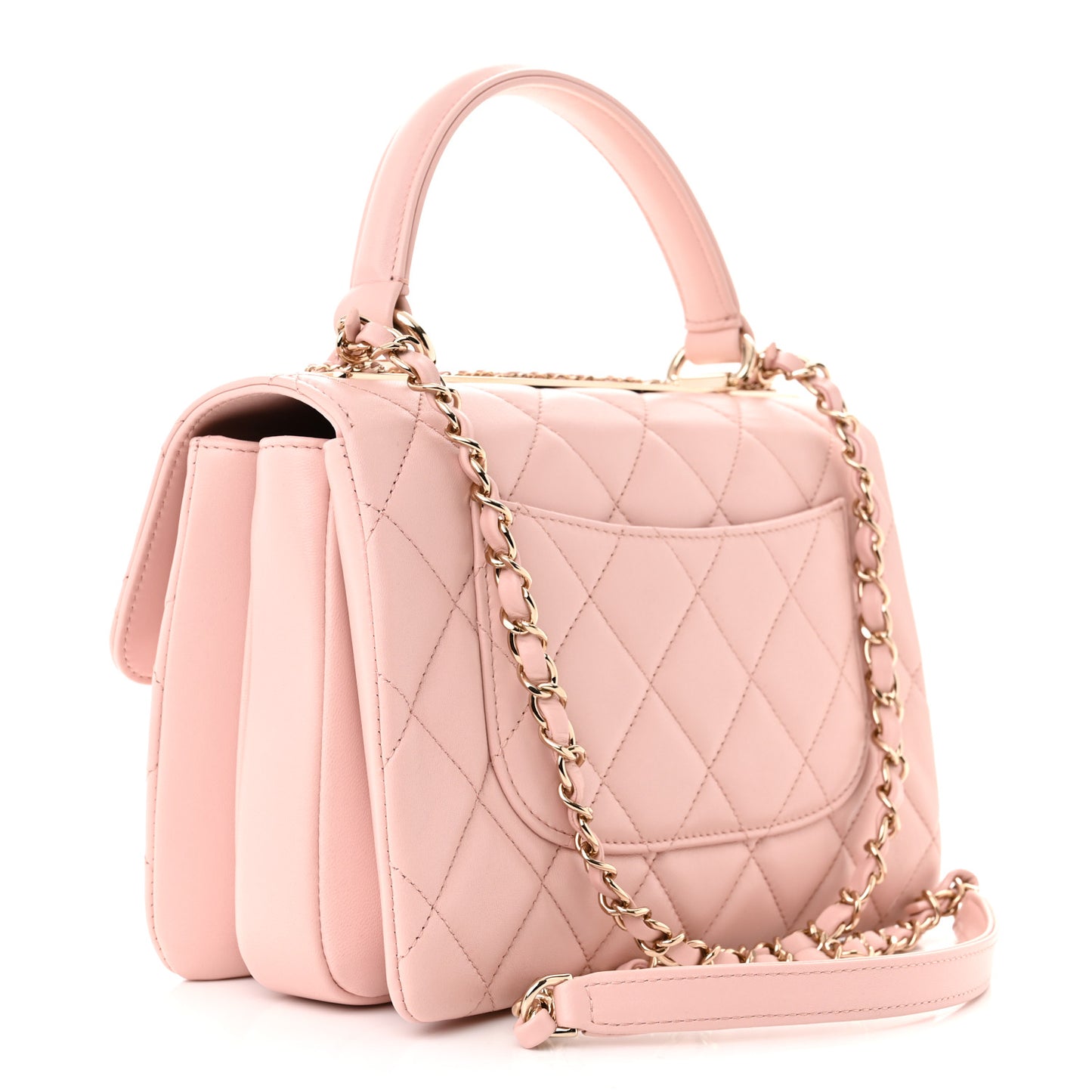 Lambskin Quilted Small Trendy Chain CC Flap Dual Handle Bag Light Pink