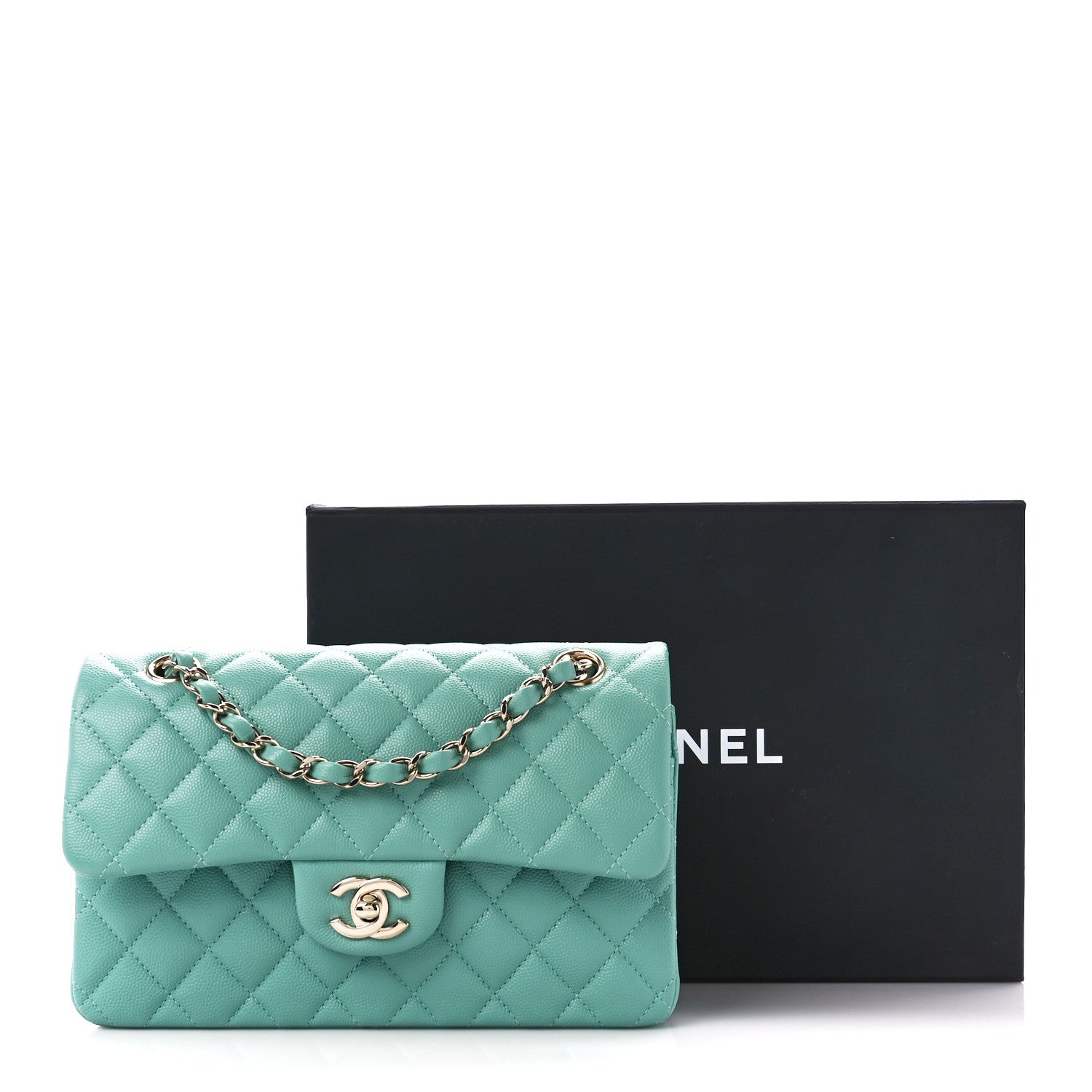 Chanel Caviar Quilted Small Double Flap Light Green 12 of 12