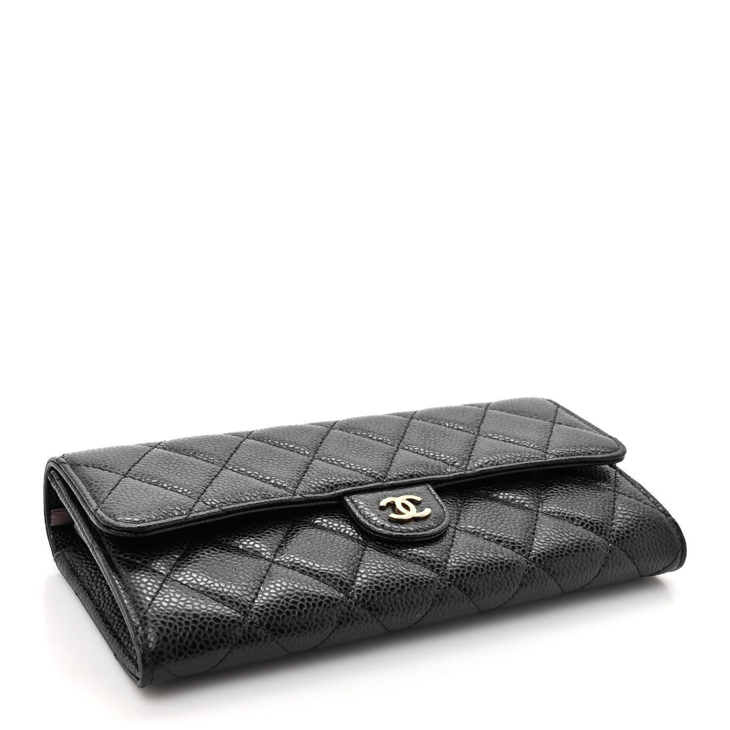 Chanel Caviar Quilted Large Gusset Flap Wallet Black 4 of 9