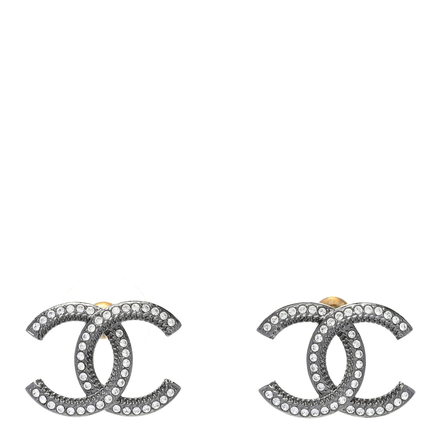 Chanel Ruthenium Crystal CC Earrings 1 of 5