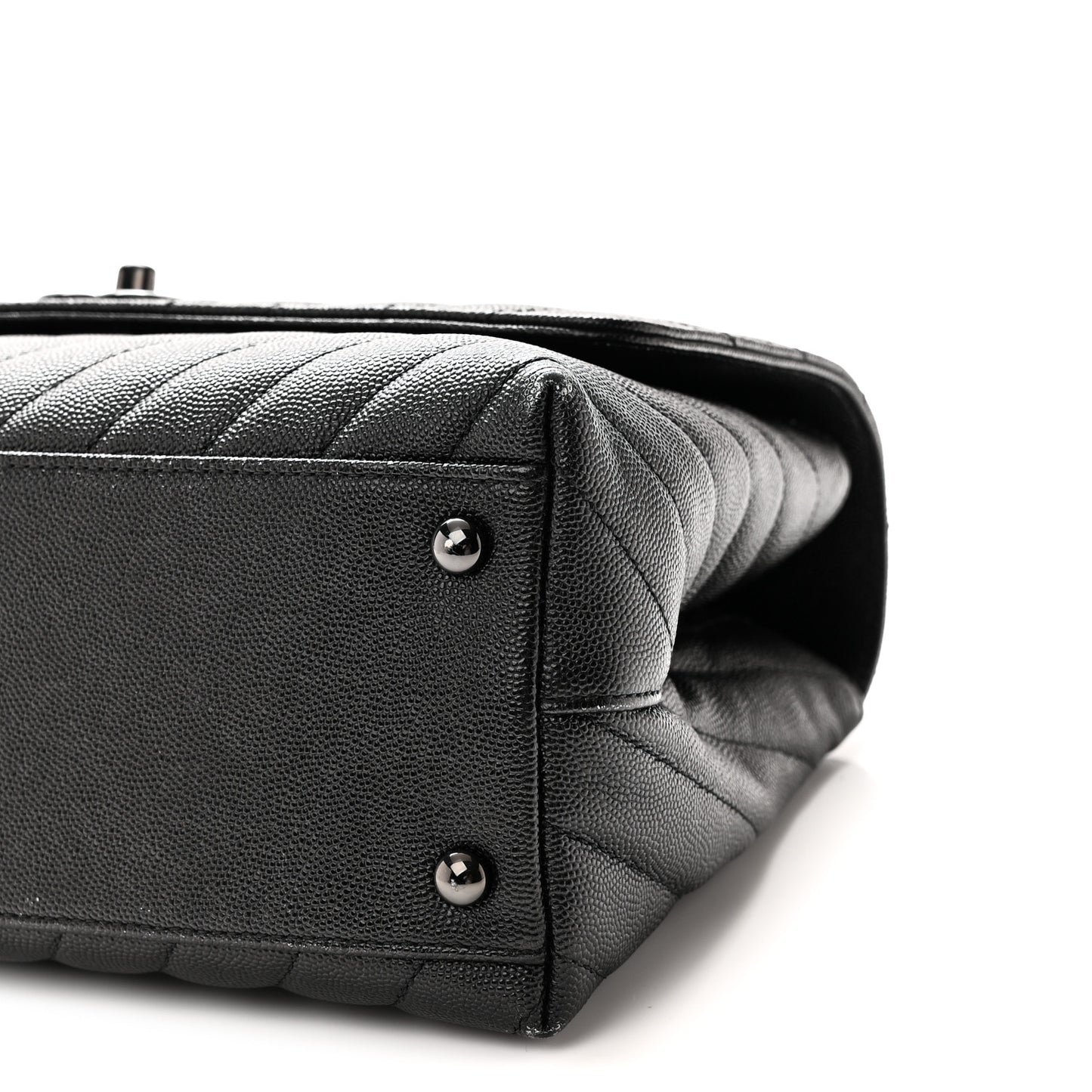 Caviar Chevron Quilted Small Coco Handle Flap So Black