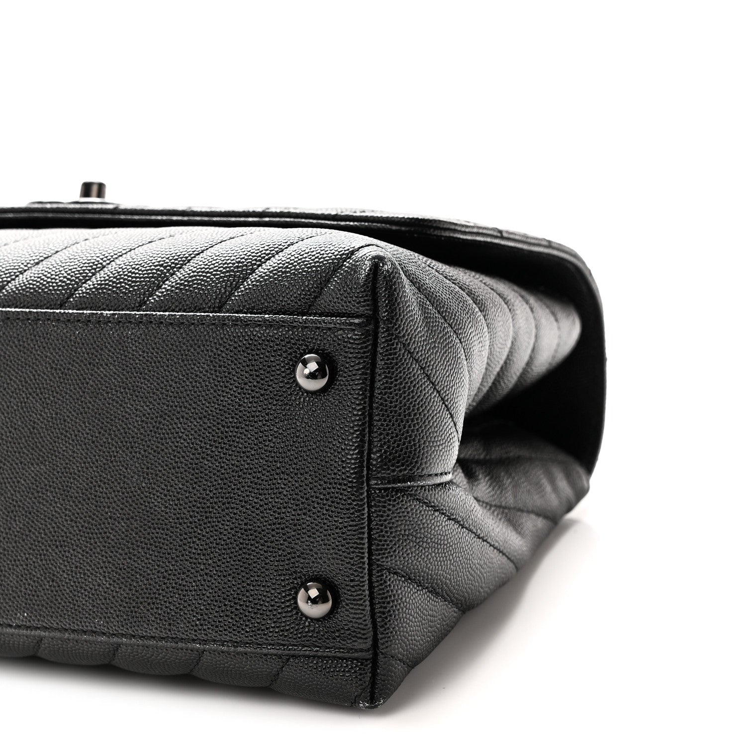 Chanel Caviar Chevron Quilted Small Coco Handle Flap So Black 10 of 10