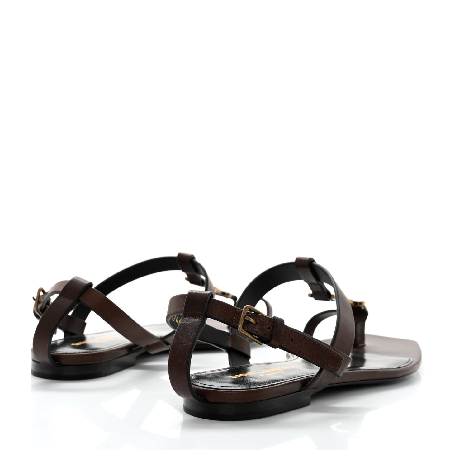 Calfskin Cassandra Monogram Sandals 38 Brown