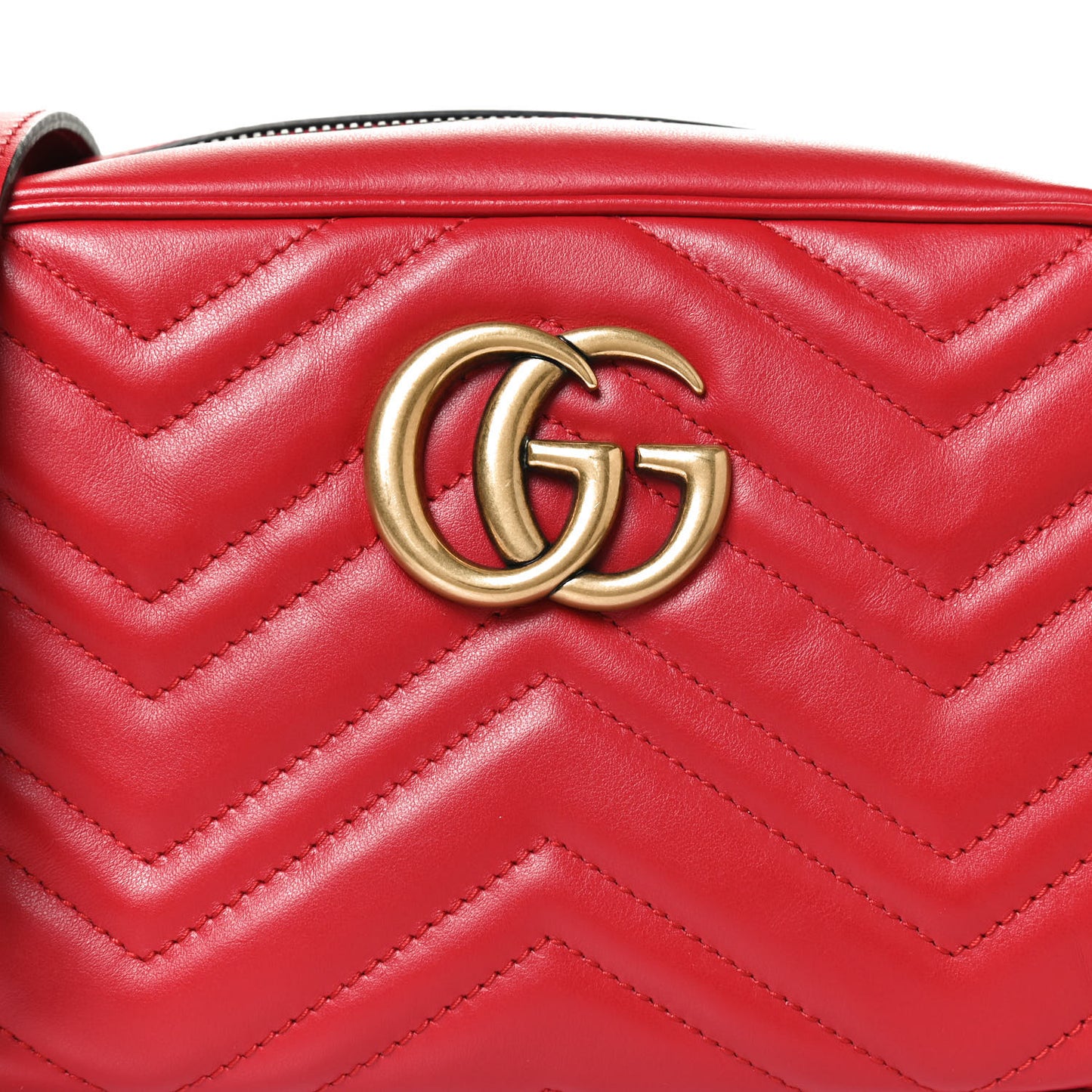 Calfskin Matelasse Small GG Marmont Chain Shoulder Bag Hibiscus Red