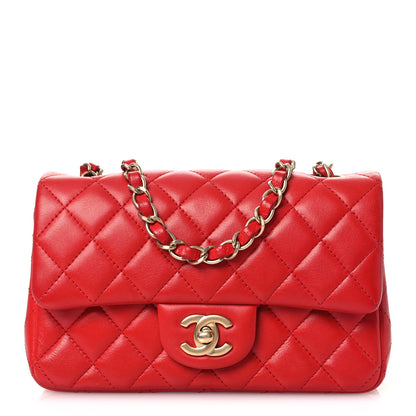 Chanel Lambskin Quilted Mini Rectangular Flap Red 1 of 14