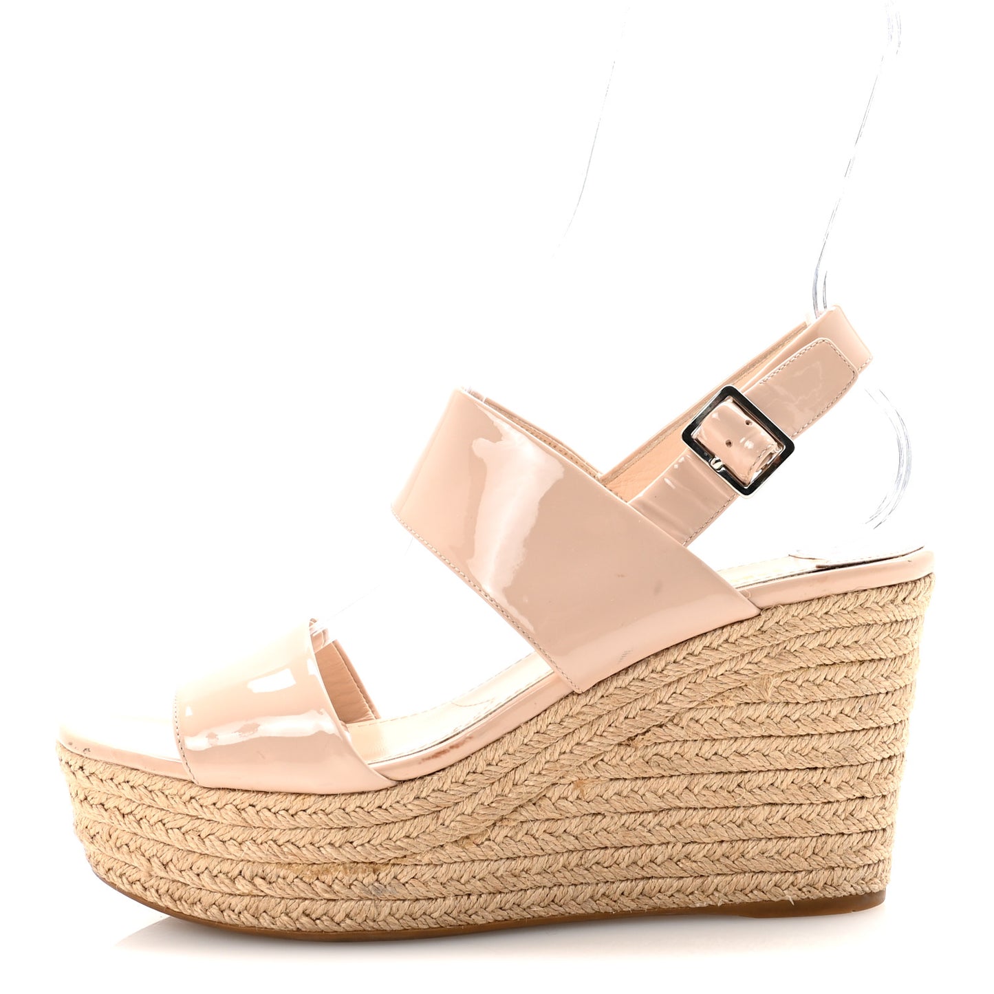 Patent Espadrilles Platform Sandals 39 Beige