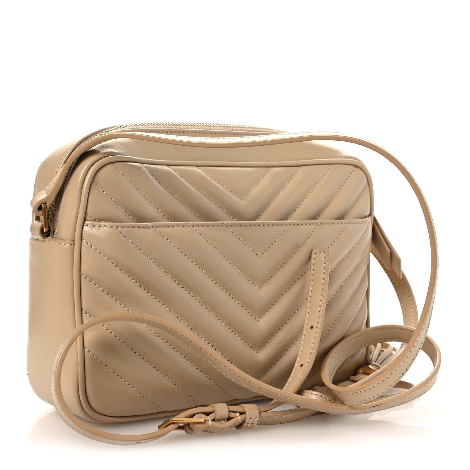 Saint Laurent Calfskin Matelasse Monogram Lou Camera Bag Dark Beige 3 of 13