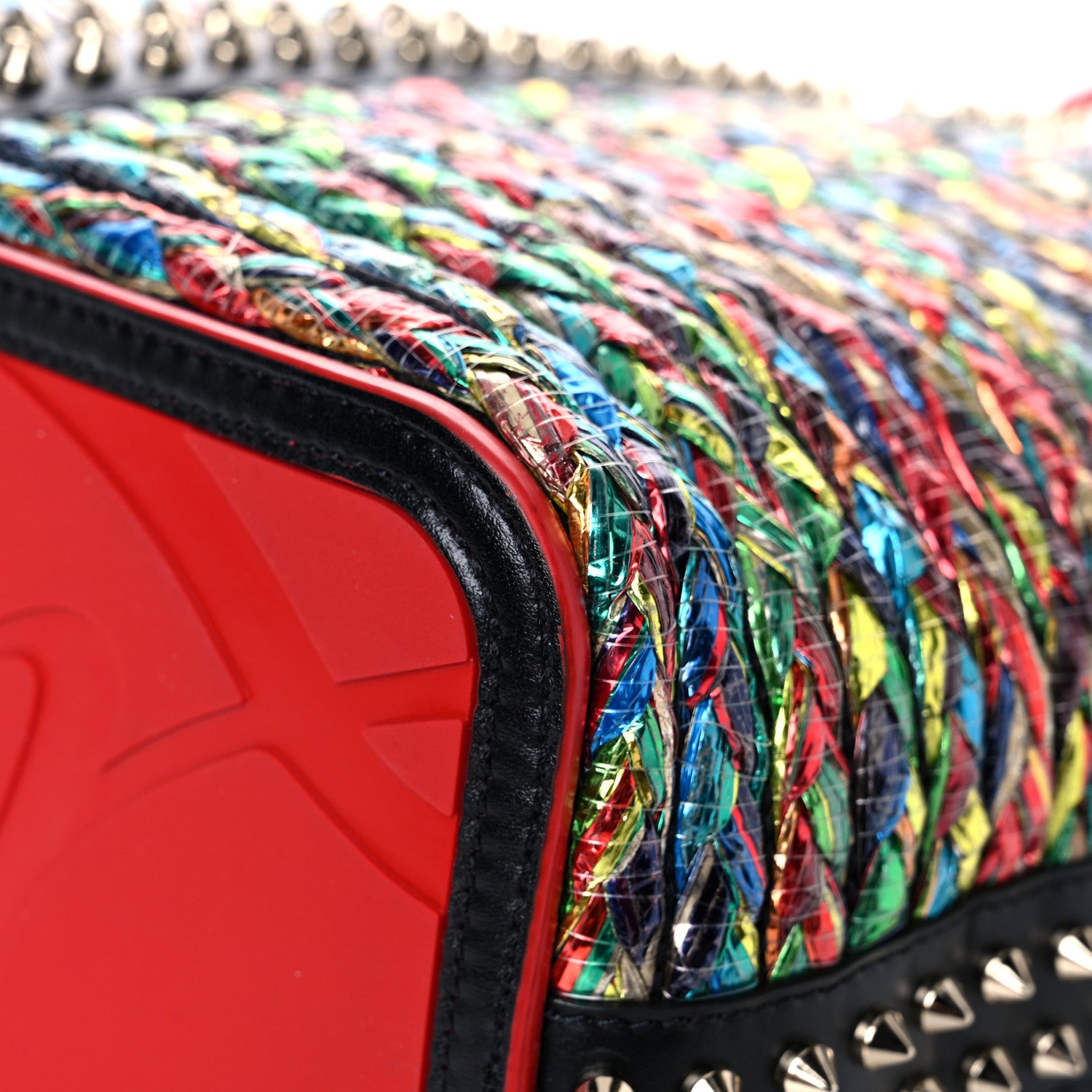 Christian Louboutin Calfskin Metallic Straw Spikes East West Cabata Tote Multicolor 12 of 24