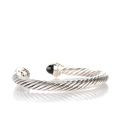 David Yurman Sterling Silver 14K Yellow Gold Black Onyx 7mm Cable Classics Bracelet 3 of 5